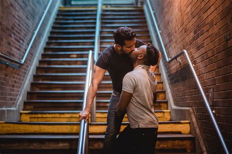 gay men kissing|Guys kissing each other, that's all .